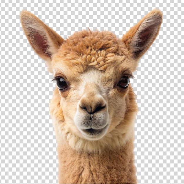 Camel head in front on transparent background