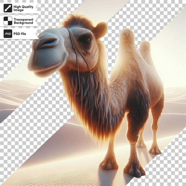 PSD a camel is standing in the desert and it is a photo of a camel