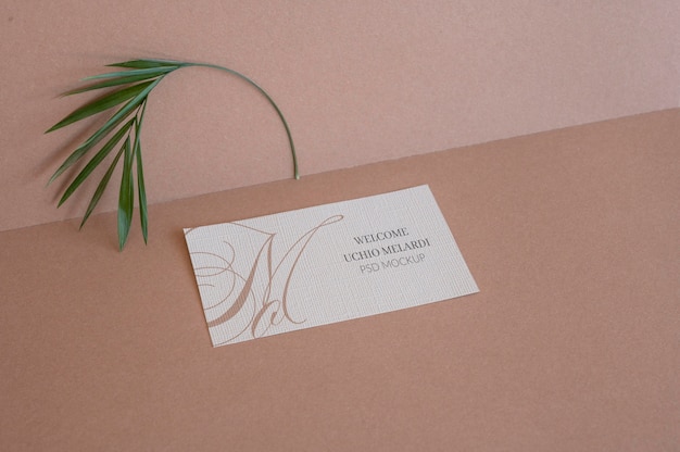 Camel and nude visit card mockup