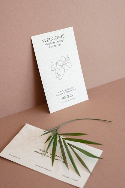 Camel and nude visit card mockup