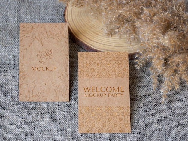 Camel and nude visit card mockup