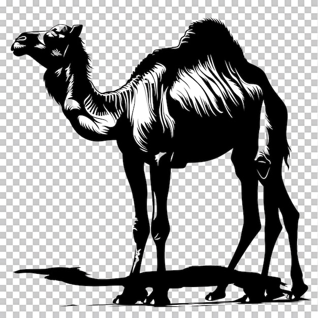 PSD camel silhouette arabian pattern set against transparent background