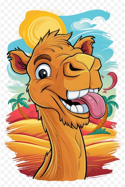 PSD a camel with a long tongue is in a poster that says camel