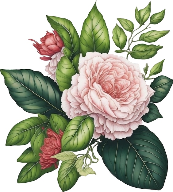 Camellia flowers Closeup watercolor painting of Camellia flowers