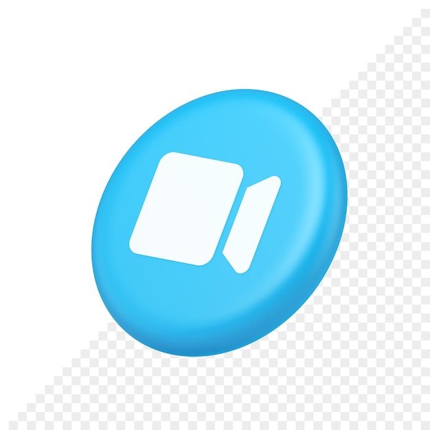 Camera photo video shooting multimedia content creation blue button 3d isometric realistic icon