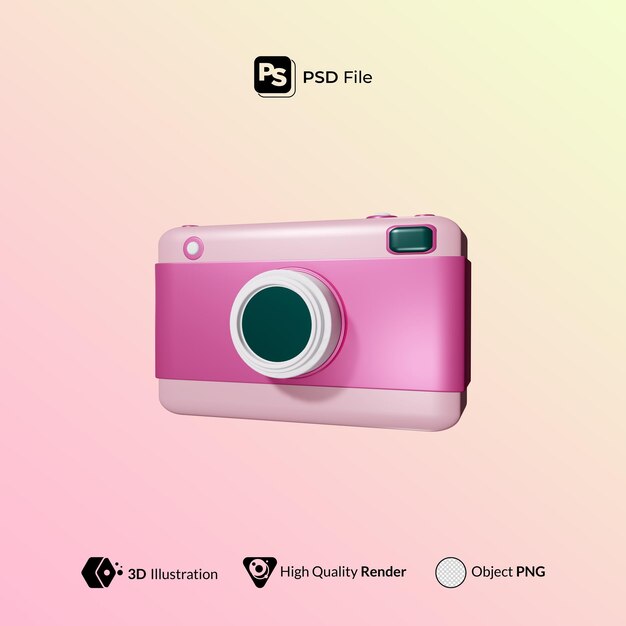 Camera Pink 3d Render Illustration