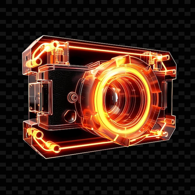 Camera Shutter 3D Icon With Blades Made With Clear Acrylic N PNG Trendy Neon Color Shape