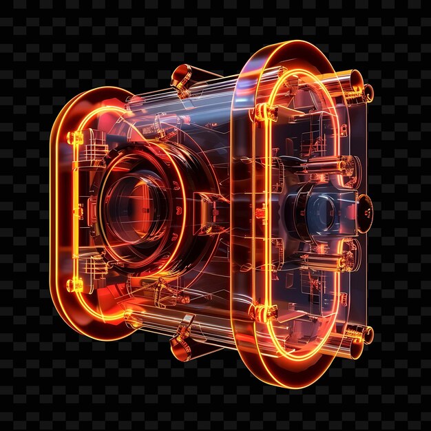 PSD camera shutter 3d icon with blades made with clear acrylic n png trendy neon color shape