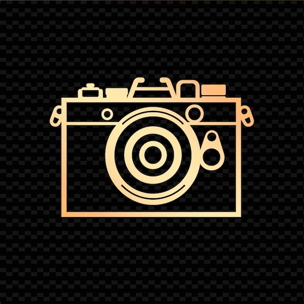 PSD a camera with a gold frame on a black background