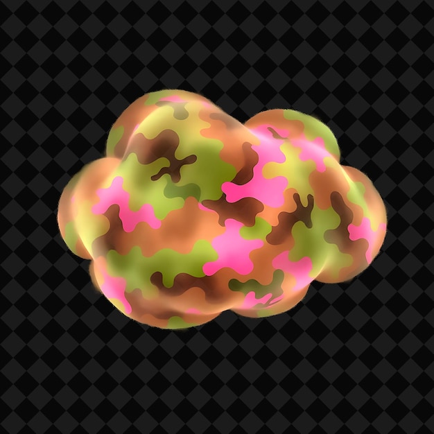 Camouflage Cloud With Mottled Patterns Blended Textures and Disruptive Coloration Neon Hues of Gre