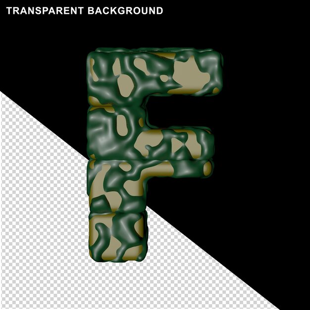 Camouflage letters. 3d capital letter f