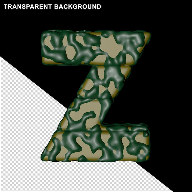 Camouflage letters. 3d capital letter z