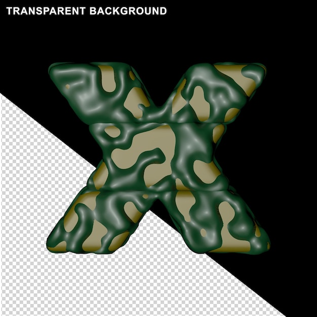 Camouflage letters. 3d letter x