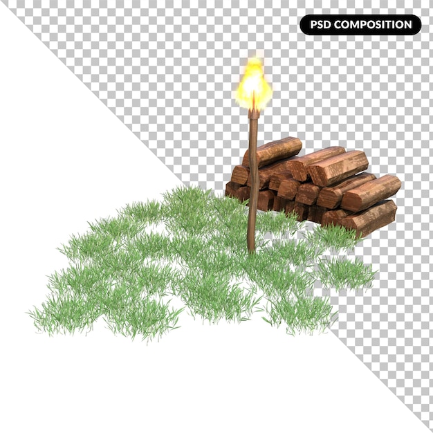 Camp fire isolated 3d