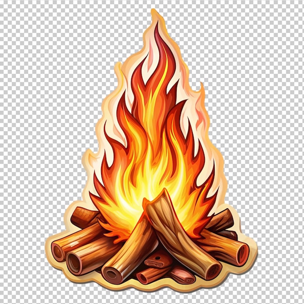 PSD campfire flame sticker on transparent background