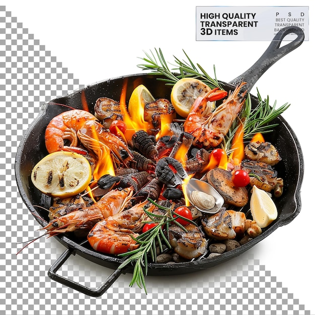 Camping Campfire Grill Pan for Grilling Vegetables on Transparent Background