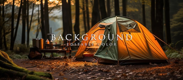 PSD camping tent with natural forest background