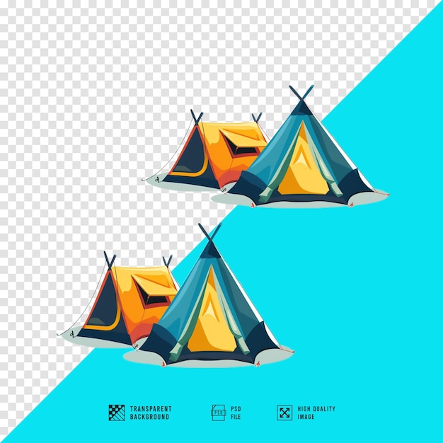 PSD camping tents vector flat icon illustration