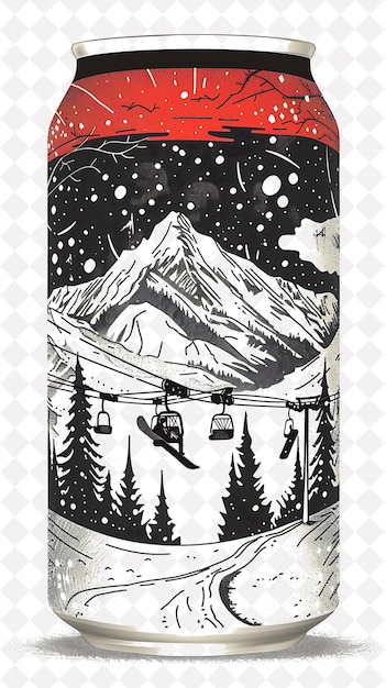 a can of snowboarders hot air balloon