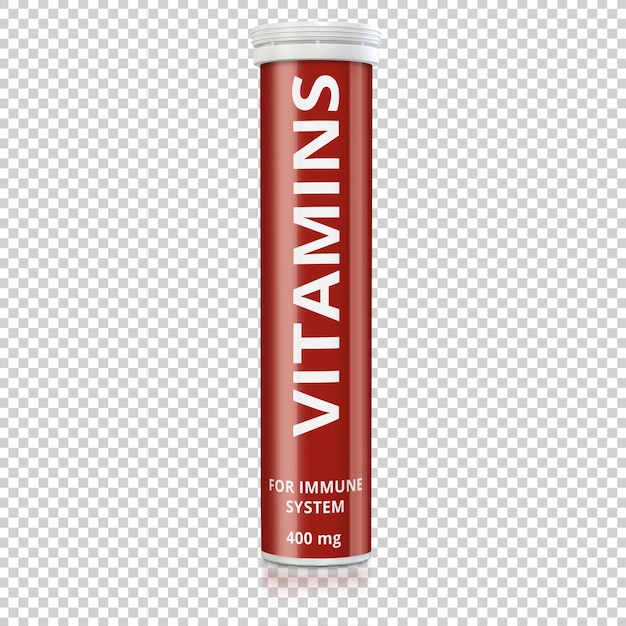 a can of vitamins is shown on a transparent background