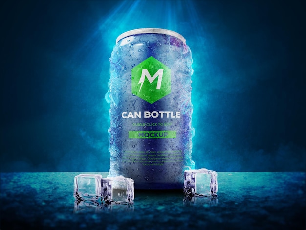 Can with Water Drops Mockup