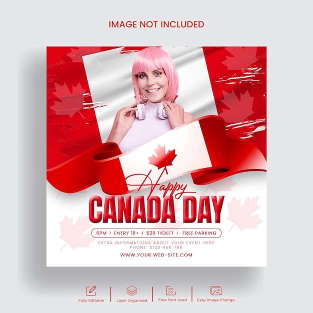 Canada day night party social media post and Instagram post banner template design