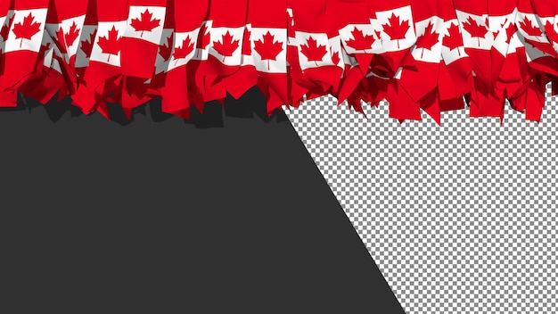 Canada Flag Different Shapes of Cloth Stripes Hanging From Top 3D Rendering