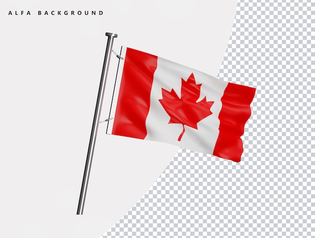 Canada high quality flag in realistic 3d render