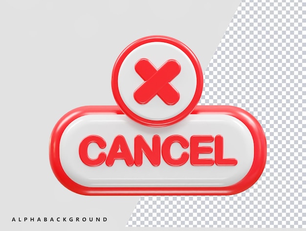 PSD cancel icon 3d rendering rejected icon illustration element