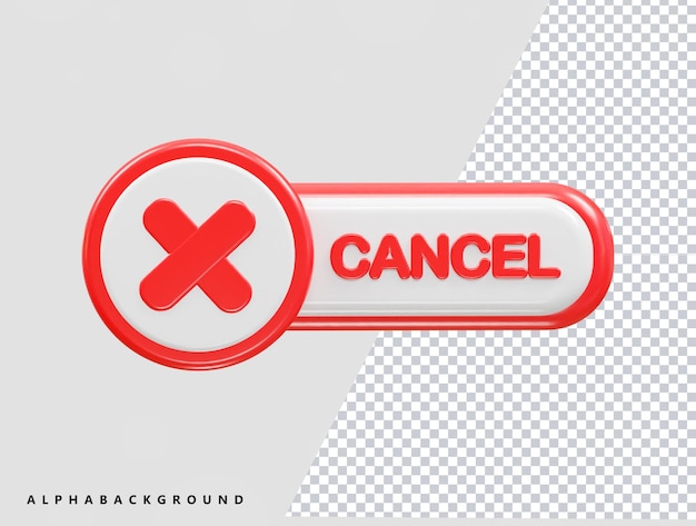 PSD cancel icon 3d rendering rejected icon illustration element