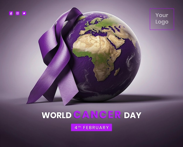 PSD cancer awareness day social media post template psd