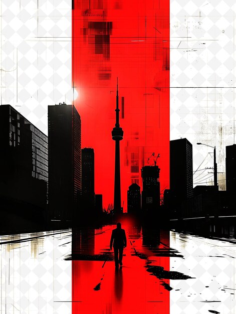 PSD a candidate visiting a city with a red skyscraper grid textu png flat illustration background