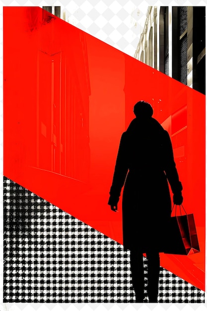 PSD a candidate visiting a department store with a red shopping png flat illustration background