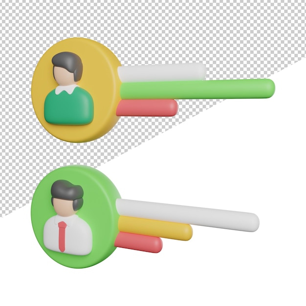 PSD candidates selection experience side view 3d rendering icon illustration on transparent background