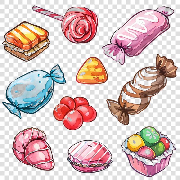 PSD candies transparent background watercolor clipart