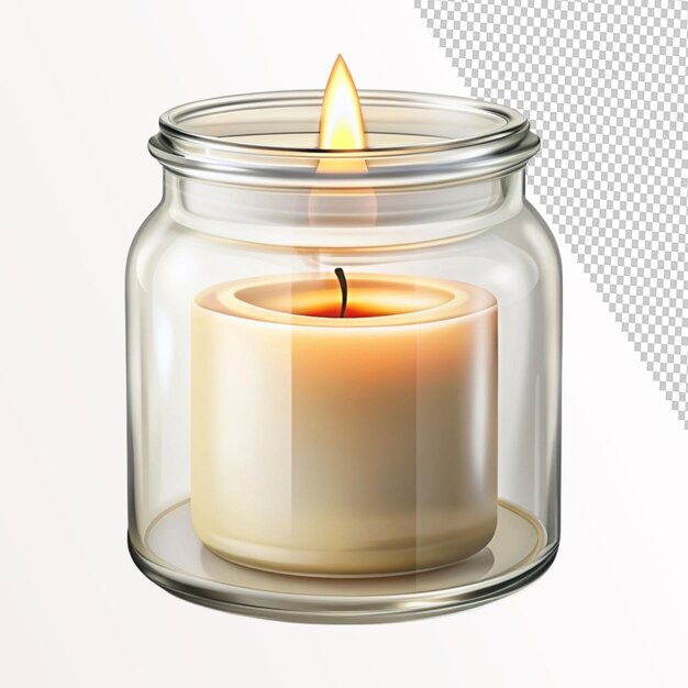 PSD candle in glass jar realistic illustration on transparent background