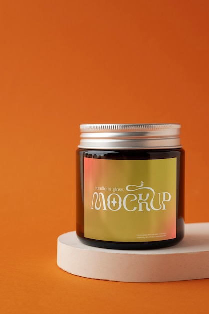 Candle in a glass mockup design