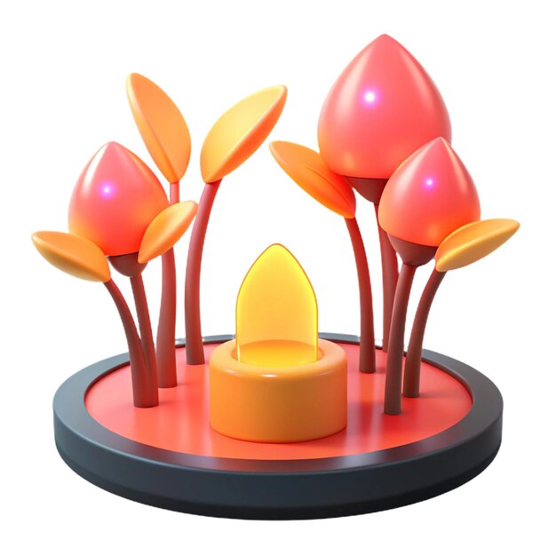 PSD a candle holder with orange and orange flowers on it