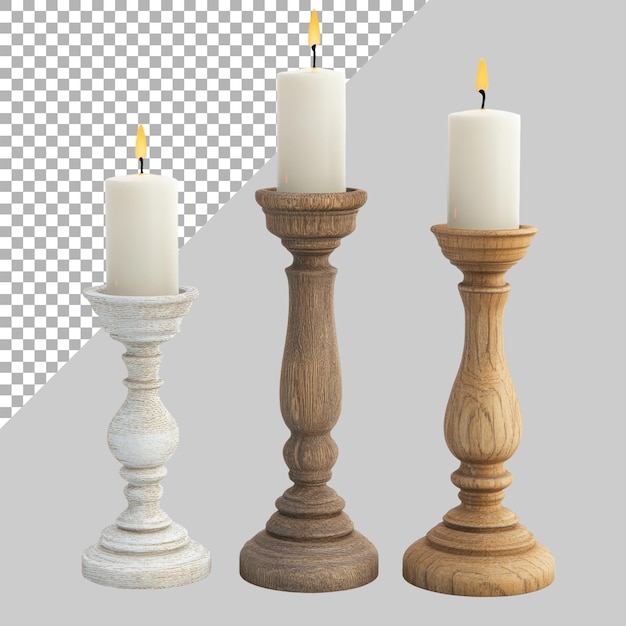 Candle holders on transparent background