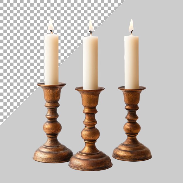 Candle holders on transparent background