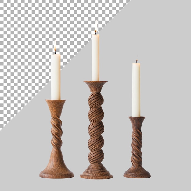 Candle holders on transparent background