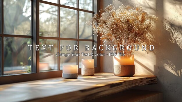 Candles and Flowers on Window Sill