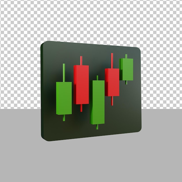 Candlesticks Up Trend Growth Stock Investment Stock Trading Icon 3D Render Illustration