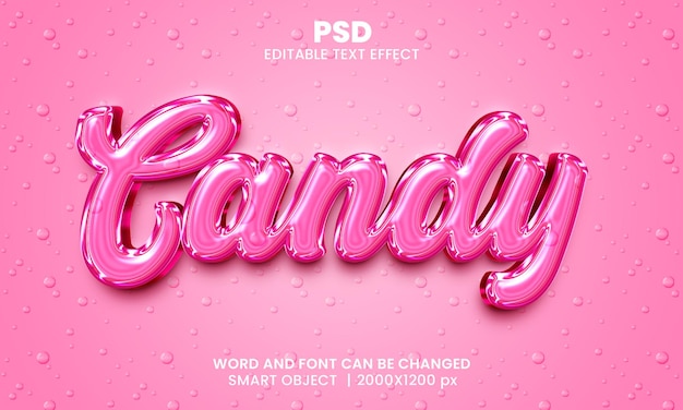 Candy 3d editable photoshop text effect style with background