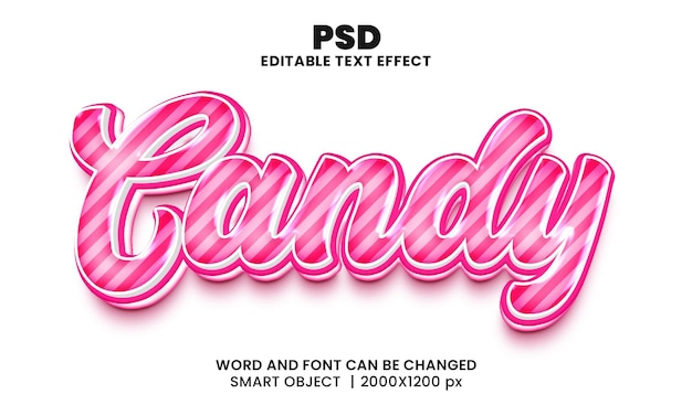 Candy 3d editable photoshop text effect style with modern background