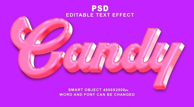 Candy 3d editable photoshop text effect with cute background