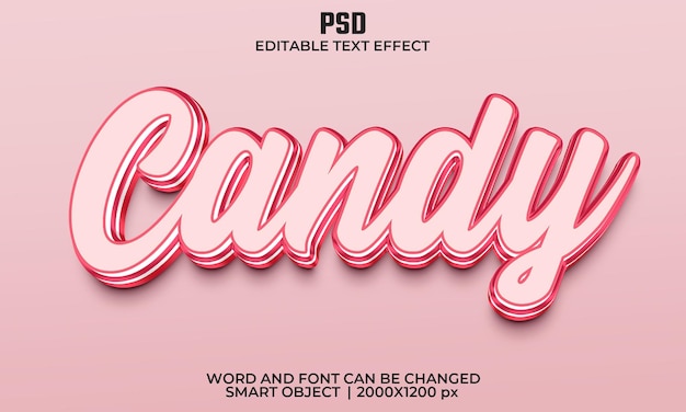 Candy 3d editable text effect Premium Psd with background