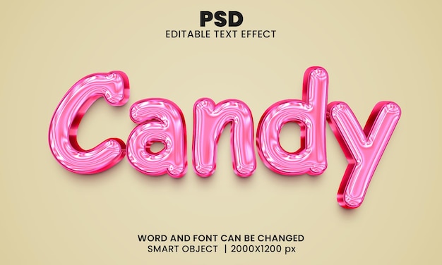 Candy 3d editable text effect Premium Psd with background