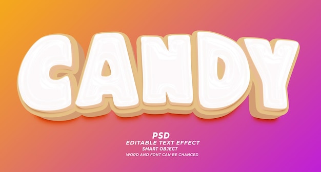 Candy 3d editable text effect PSD photoshop template