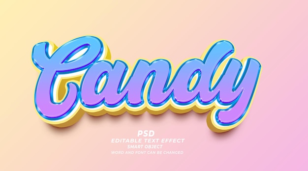 Candy 3d editable text effect PSD template smart object